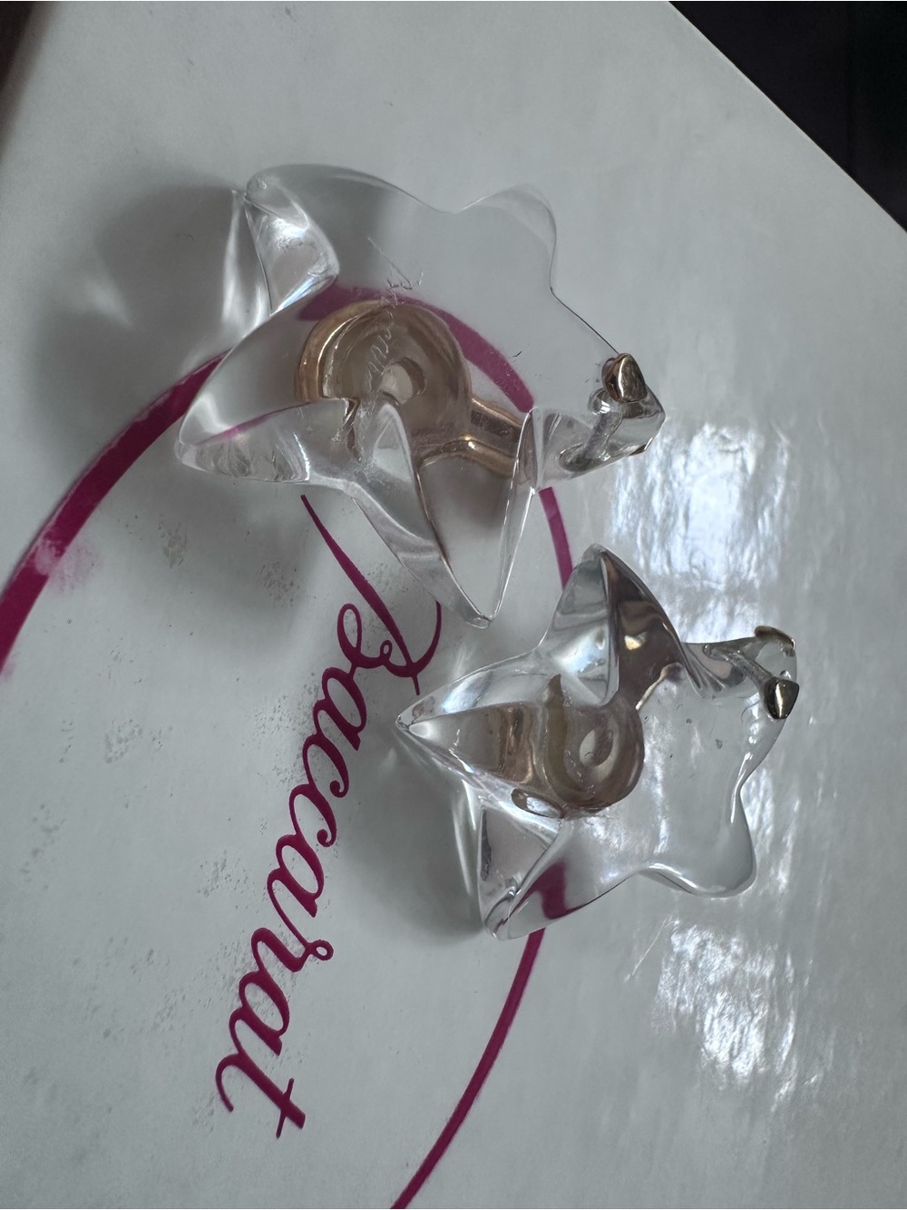 Baccarat 18K Vintage Clip On Earrings 18.7 gr Starlet clear